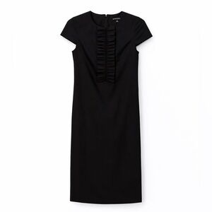 Banana Republic Black Ruffle Front Sheath Dress – Wool Blend – Size 0